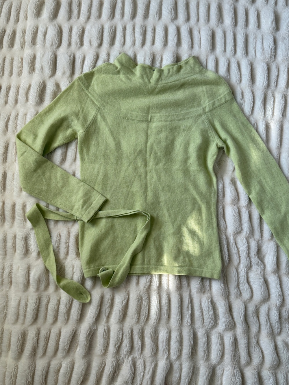 Magaschoni Light Green V-Neck Wrap Sweater